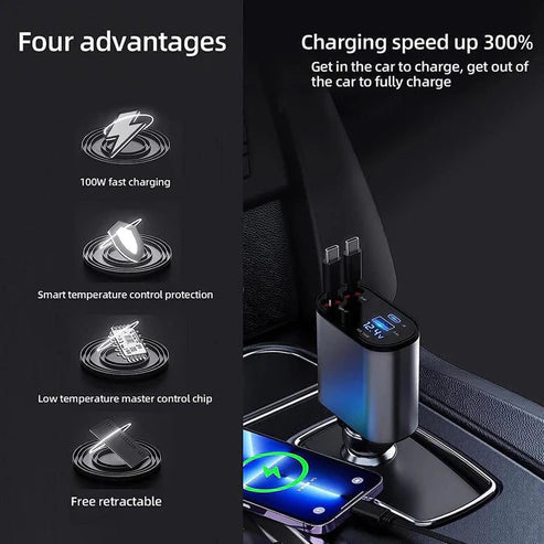🔌✨ شاحن قابل للسحب 4 في 1 4-in-1 Retractable Charger